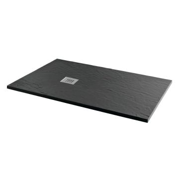 MX Minerals Slate Effect Rectangular Shower Tray 1700mm x 750mm - Jet Black