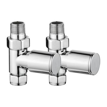 Roma Pair Round Straight Radiator Valves - Chrome 