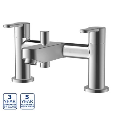 Serene Samara Deck Mounted Bath Shower Mixer with Kit - Chrome