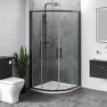 1200mm x 900mm Double Sliding Door Black Offset Quadrant Shower Enclosure and Shower Tray (Includes Free Shower Tray Waste)