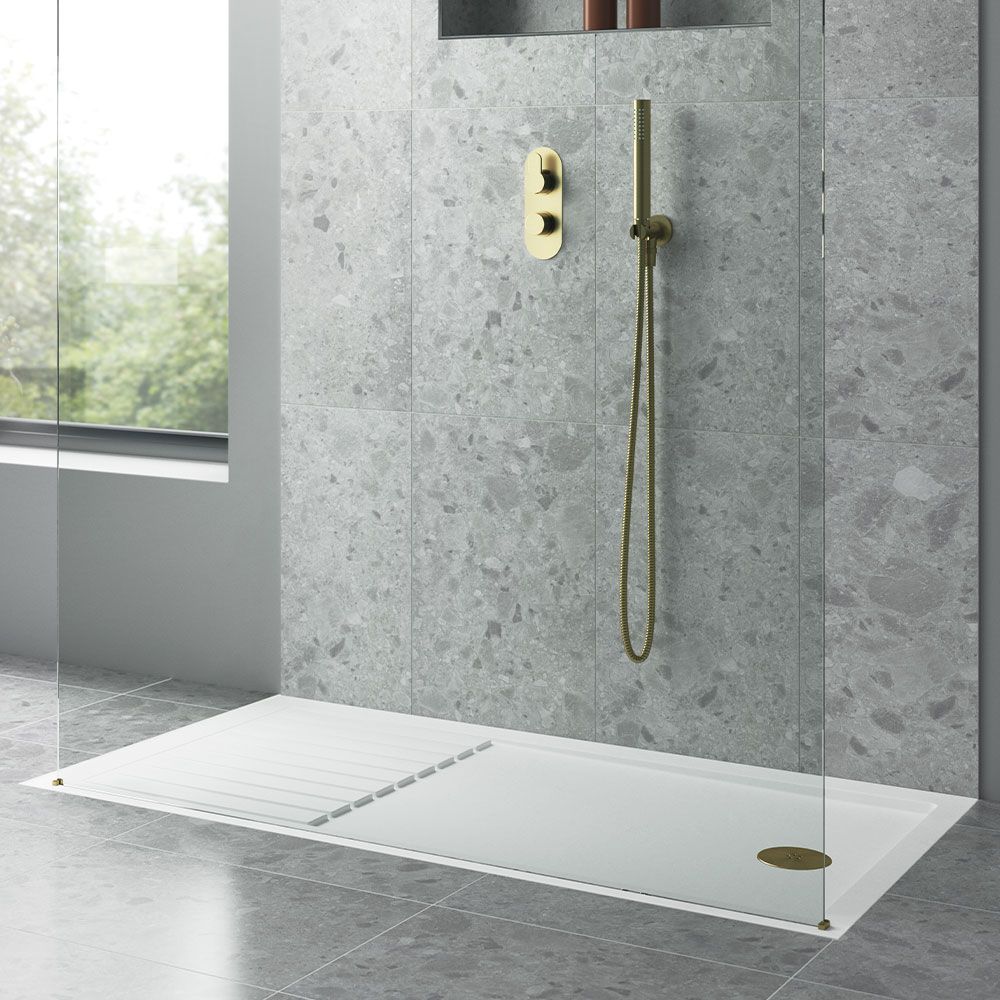 1400x800mm Low Profile Rectangular Walk In Shower Tray with Drying Area -  Purity - Better Bathrooms