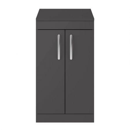 Nuie Athena 500mm 2 Door Floor Standing Cabinet & Worktop - Gloss Grey