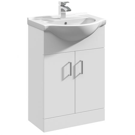 Nuie Mayford 550mm Basin Unit With Curved Bowl - Gloss White