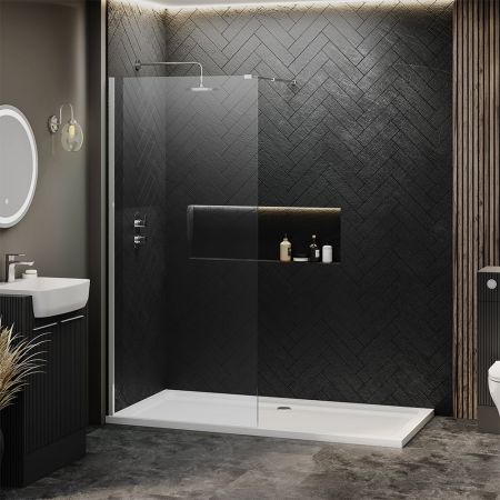 1800mm x 760mm Wetroom 10mm Shower Screens Shower Enclosure and Shower Tray (Includes Free Shower Tray Waste)