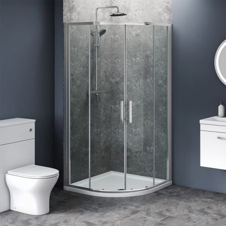 1000mm x 1000mm Double Door Quadrant Shower Enclosure and Shower Tray (Includes Free Shower Tray Waste)