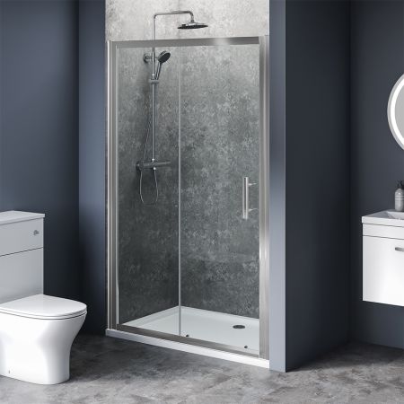 1300mm x 900mm Single Sliding Door Shower Enclosure and Shower Tray (Includes Free Shower Tray Waste)