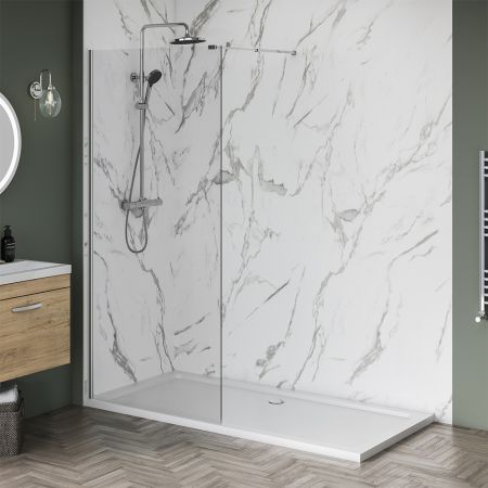 1300mm x 760mm Wetroom Shower Screens Shower Enclosure and Shower Tray (Includes Free Shower Tray Waste)
