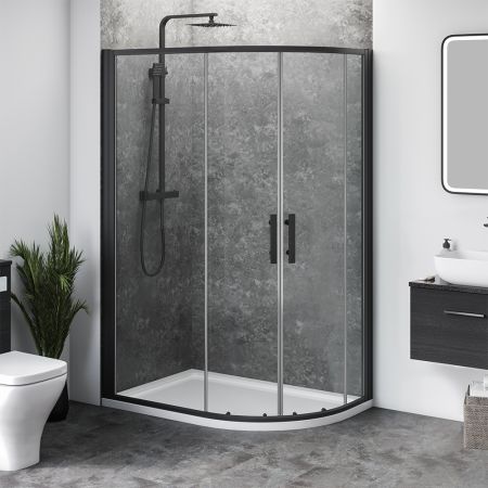 Aqua i 6 Black Offset Quadrant Shower Enclosure (Double Sliding Door) 1200mm x 800mm x 1850mm High