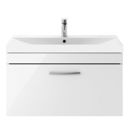 Nuie Athena 800mm Wall Hung Cabinet & Thin-Edge Basin - Gloss White