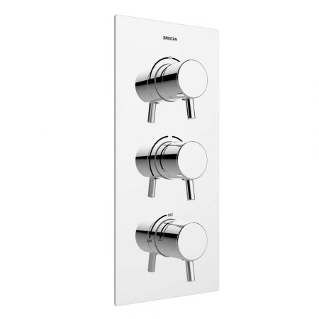 Bristan Prism Three Handle Control Recessed Valve Two Outlets & Stopcock