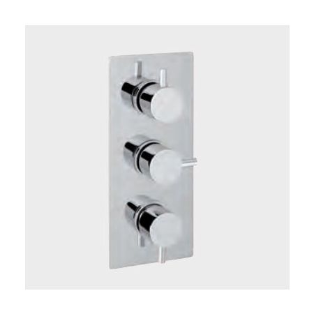 Eastbrook Square Triple Control Two Outlet Thermostatic Shower Mixer with Round Lever Handle - Chrome