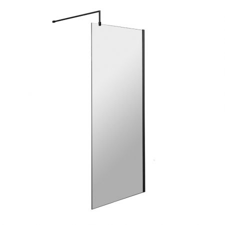 Hudson Reed 8mm Wetroom Screen with Support Bar 1000mm - Black