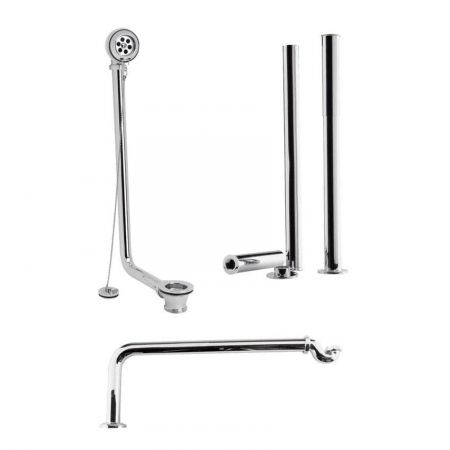 Hudson Reed Traditional Roll Top Bath Pack with Waste, Trap & Legs - Chrome