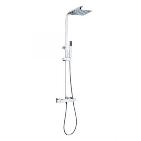 Kartell Pure Thermostatic Exposed Bar Shower with Ultra Slim Stainless Overhead Drencher and Sliding Handset