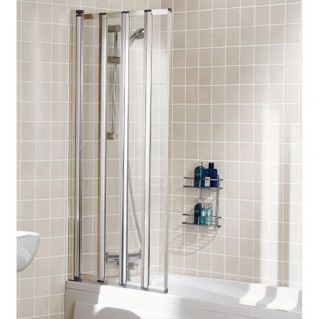 Lakes Classic White Framed Four Panel Bath Screen 730mm x 1400mm