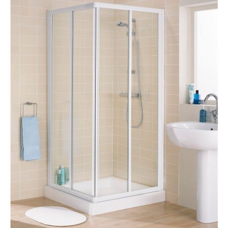 Lakes Classic Silver Framed Corner Entry Cubicle 900mm x 1850mm High 