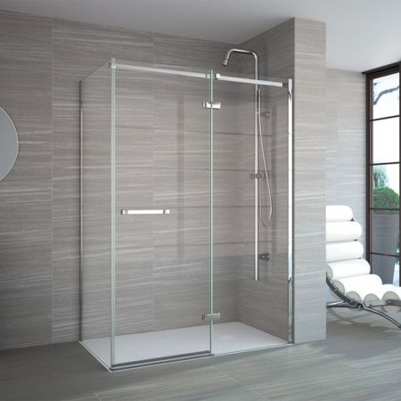 Merlyn 8 Series Frameless Hinge & Inline Shower Door with Side Panel 1100mm