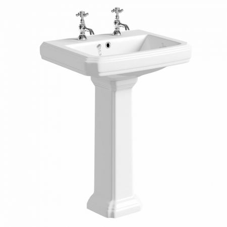Kartell Astley 600mm 2 Tap Hole Basin and Pedestal