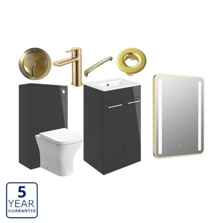 Serene Oxford 510mm Anthracite Furniture Pack With Brass Finishes