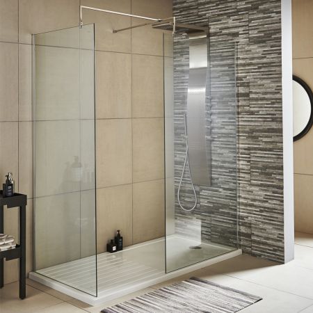 Nuie 900mm Wetroom Screen & Support Bar