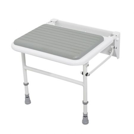 Roma White / Gray  Plastic Wall Mounted Padded Shower Seat with Legs Up To 190kg