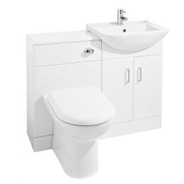 Nuie Saturn Cloakroom Furniture Pack with Square Basin - Gloss White