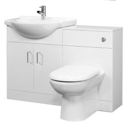 Nuie Saturn Cloakroom Furniture Pack with Round Basin - Gloss White