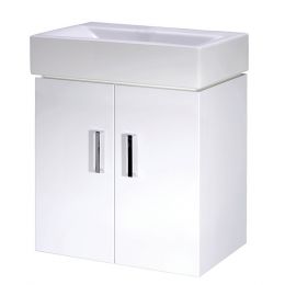 Nuie Cloakroom 450mm Wall Hung Cabinet & Basin - Gloss White