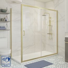 Serene Classic Shower Side Panel 760mm - Brushed Brass