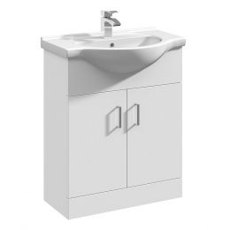Nuie Mayford 650mm Basin Unit With Curved Bowl - Gloss White