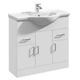 Nuie Mayford 850mm Basin Unit With Curved Bowl - Gloss White