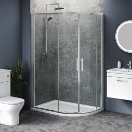 1000mm x 700mm Double Door Offset Quadrant Shower Enclosure and Shower Tray (Includes Free Shower Tray Waste)
