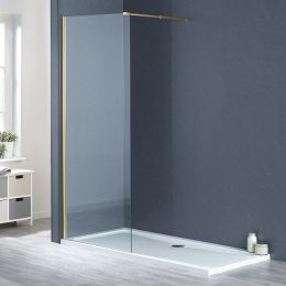 Emporia 10 Brushed Brass Wetroom Screen Panel 300mm x 2000mm High