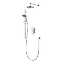 Aqualisa AQ Round Dual Outlet Thermostatic Shower Mixer with Fixed Head & Sliding Rail Kit - Chrome