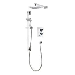 Aqualisa AQ Square Dual Outlet Shower Mixer with Fixed Head & Sliding Rail Kit - Chrome
