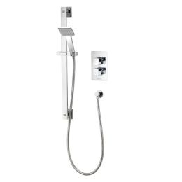 Aqualisa AQ Square Single Outlet Thermostatic Shower Mixer with Sliding Rail Kit - Chrome