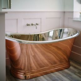 BC Designs Freestanding Copper Boat Bath 1500mm x 700mm - Copper / Nickel