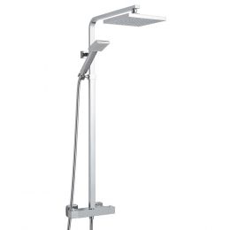 Cubex Square Thermostatic Bar Shower with Square Fixed Head and Rigid Riser Rail