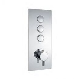 Eastbrook Round Three Outlet Thermostatic Push Button Shower Mixer - Chrome