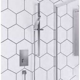 Eastbrook Single Outlet Thermostatic Shower Mixer with Rectangular Riser Rail Kit - Chrome