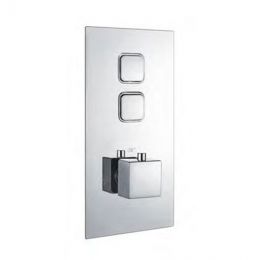 Eastbrook Square Two Outlet Thermostatic Push Button Shower Mixer - Chrome