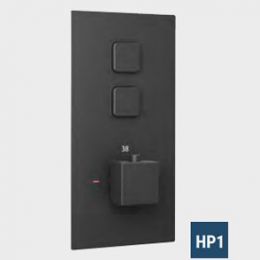 Eastbrook Square Two Outlet Thermostatic Push Button Shower Mixer - Matt Black