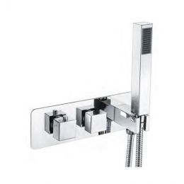 Eastbrook Square Two Outlet Thermostatic Shower Mixer with Handset - Chrome