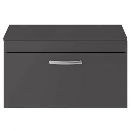 Nuie Athena 800mm Wall Hung Cabinet And Worktop - Gloss Grey