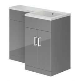 Hatfield Combination 1070mm L Shaped Basin Vanity Unit with WC Right Hand - Dove Grey