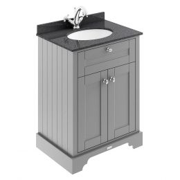 Hudson Reed Old London 600mm Cabinet & 1TH Basin with Black Marble Top - Storm Grey
