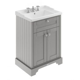 Hudson Reed Old London 600mm Cabinet & 3TH Basin - Storm Grey