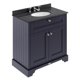 Hudson Reed Old London 800mm Cabinet & 3TH Basin with Black Marble Top - Twilight Blue