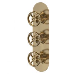 Hudson Reed Revolution Industrial Triple Concealed Shower Valve - Brushed Brass