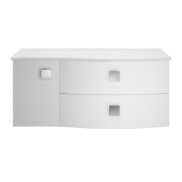 Hudson Reed Sarenna Wall Hung 1000mm Cabinet & White Marble Top Right Hand - Moon White